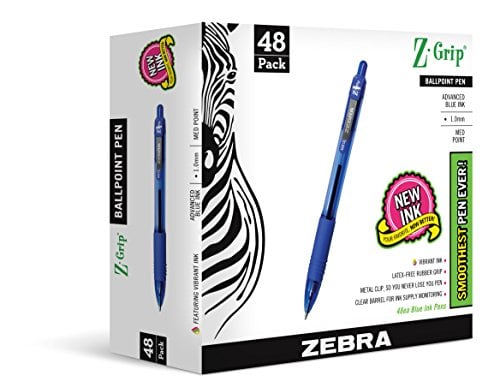 Book Cover Zebra Pen Z-Grip Retractable Pen, 48-Pack, Blue (22248) by Zebra