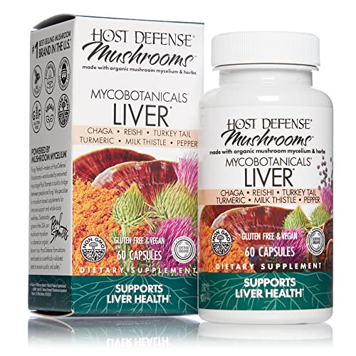 Book Cover Host Defense, MycoBotanicals Liver Capsules, Supports Liver Health and Detoxification, Mushroom and Herb Supplement, 60 Capsules, Unflavored