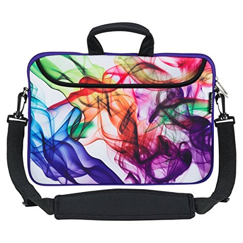 Book Cover Caseling 13-13.3 inch Laptop Computer Neoprene Sleeve Carrying Case Bag with Handle, Adjustable Shoulder Strap & Extra Pocket. - Colorful