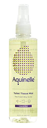 Book Cover Aquinelle Toilet Tissue Mist, Eco-Friendly & Non-Clogging Alternative to Flushable Wipes Simply Spray On Any Folded Toilet Paper (8.25 oz Island Mist)