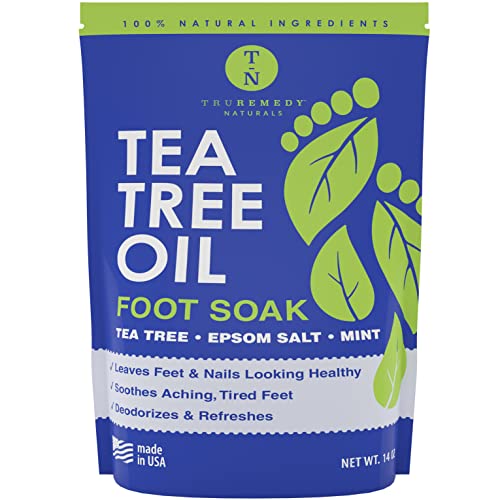 Book Cover Tea Tree Oil Foot Soak with Epsom Salt & Mint, Feet Soak Helps Toenail System, Athletes Foot & Stubborn Foot Odor - Foot Bath Salt Softens Calluses & Soothes Sore Tired Feet, 14 Ounce