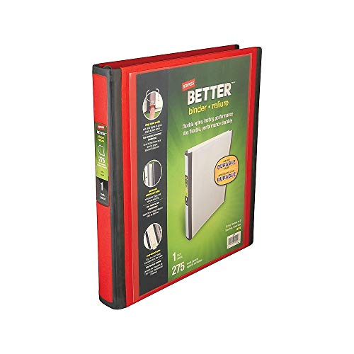 Book Cover Staples 807722 Better 1-Inch D 3-Ring View Binder Red (18370)