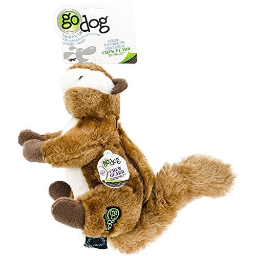 Book Cover goDog Wildlife Chipmunk Squeaky Plush Dog Toy, Chew Guard Technology - Brown, Large
