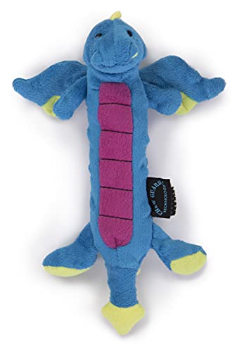 Book Cover goDog Bubble Plush Skinny Dragons Squeaky Plush Dog Toy, Chew Guard Technology - Blue, Small