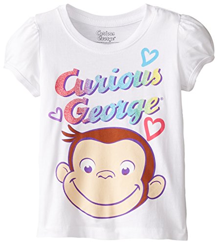 Book Cover Curious George Little Girls' Toddler Short Sleeve T-Shirt, White, 4T