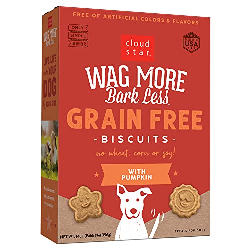 Book Cover Cloud Star Wag More Bark Less Oven Baked Biscuits, Grain Free Crunchy Dog Treats, with Pumpkin -14 oz. (Packaging May Vary)