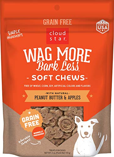 Book Cover Cloud Star Corp, Wag More Bark Less Soft & Chewy Grain Free Peanut Butter & Apples Dog Treats