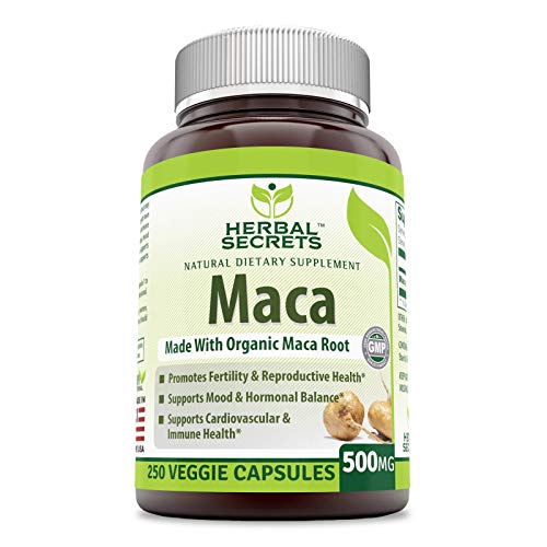 Book Cover Herbal Secrets Maca 500 Mg 250 Veggie Capsules (Non-GMO) - Supports Reproductive Health, Mood, Hormonal Balance, Cardiovascular Health & Immune Health*
