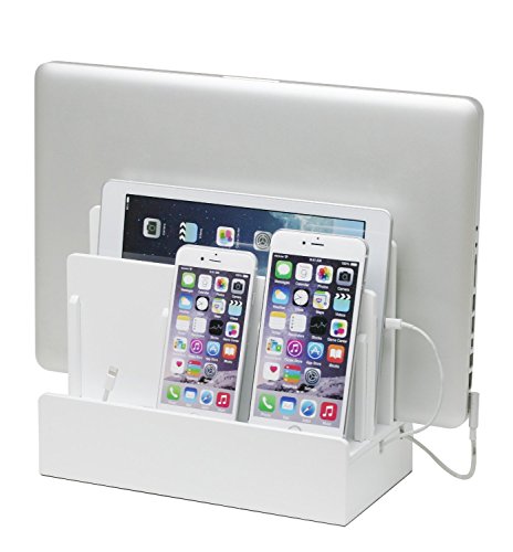 Book Cover G.U.S. Multi-Device Charging Station Dock & Organizer - Multiple Finishes Available. For Laptops, Tablets, and Phones - Strong Build, High Gloss White