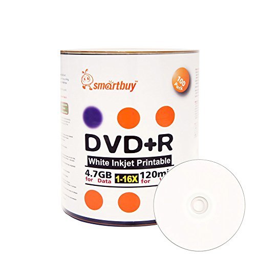 Book Cover Smart Buy 100 Pack DVD+R 4.7gb 16x White Printable Inkjet Blank Media Record Disc, 100 Disc 100pk