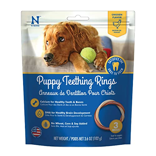 Book Cover N-Bone 3-Rings Puppy Teething Ring, Chicken Flavor