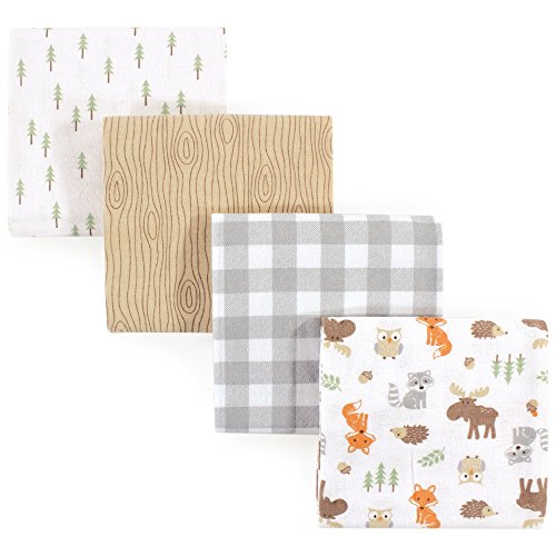 Book Cover Hudson Baby Unisex Baby Cotton Flannel Receiving Blankets, Woodland, One Size