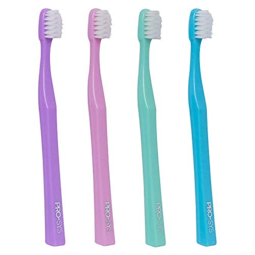 Book Cover PRO-SYS Extra Soft Toothbrush with Double Tapered Bristles for Extra Sensitive Gums, Pack of 4