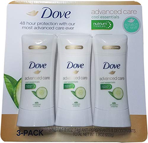 Book Cover Dove Advanced Care Deodorants, Cool Essentials (2.6 oz., 3 pk.)