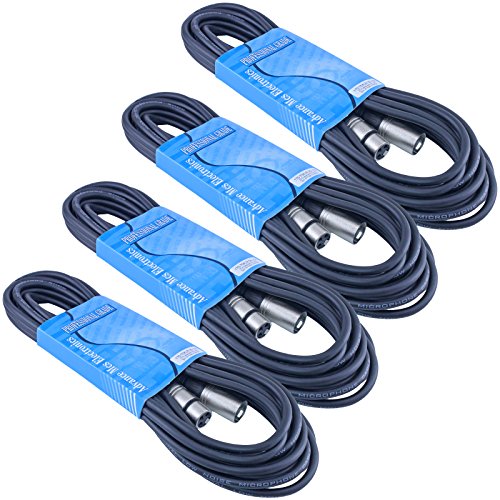 Book Cover 4 Pack 25 Foot Male to Female 3 Pin XLR Mic Microphone Cable