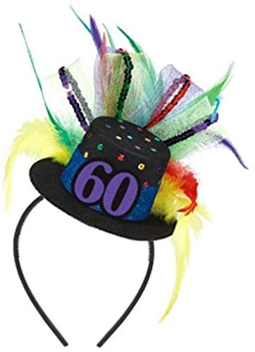 Book Cover amscan The Party Continuous 60th Birthday Party Fascinator , Black/Multicolored , 12