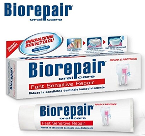 Book Cover Biorepair Fast Sensitive Repair Toothpaste 75ml (Pack of Two) Repairs Damaged Tooth Enamel and Prevents Plaque and Tartar From Forming - Help with Sensitivity