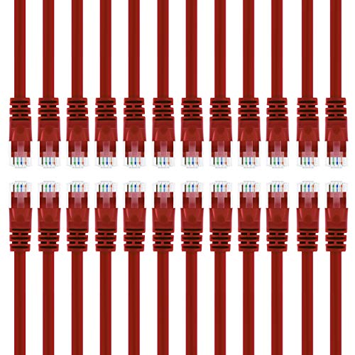 Book Cover GearIT 24-Pack, Cat 6 Ethernet Cable Cat6 Snagless Patch 1 Foot - Snagless RJ45 Computer LAN Network Cord, Red - Compatible with 24 48 Port Switch POE Rackmount 24port Gigabit