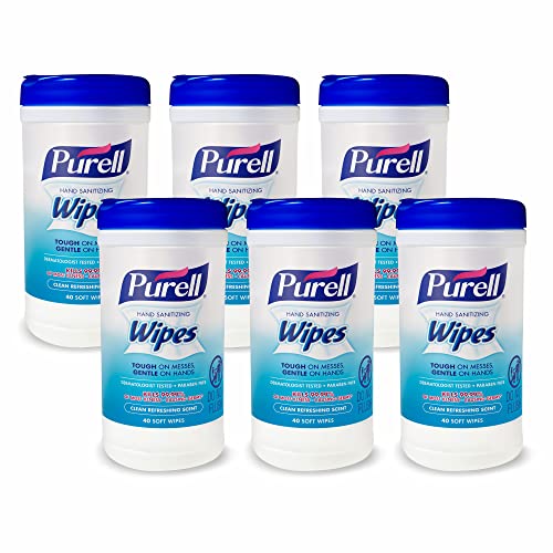 Book Cover Purell Hand Sanitizing Wipes, Clean Refreshing Scent, 40 Count Hand Wipes Canister (Pack of 6) - 9120-06-CMR