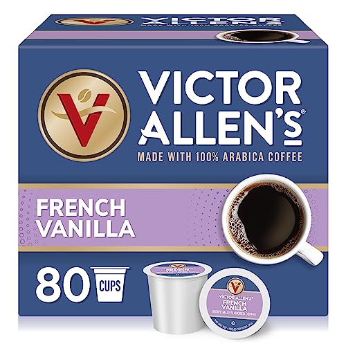 Book Cover Victor Allen's Coffee French Vanilla Flavored, Medium Roast, 80 Count Single Serve Coffee Pods for Keurig K-Cup Brewers