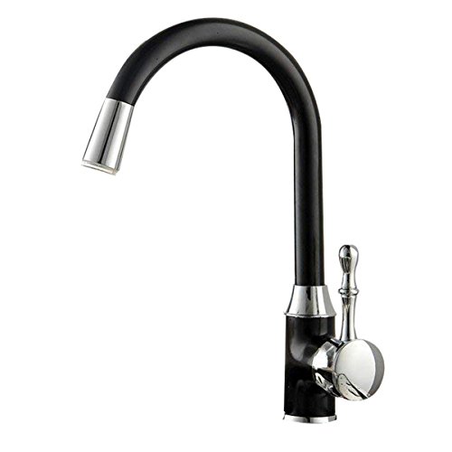Book Cover Greenspring Black Solid Painting Deck Mount Painting Finish Commercial Kitchen Sink Faucet LED Light Wet Sink Bar Faucet, Oil Rubbed Bronze