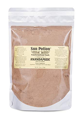 Book Cover Organic Anandamide 222g by Sun Potion - Raw Unsweetened Cacao Powder and Tonic Herbs - Includes Tocos Ashwagandha Reishi Maca Moringa Turmeric Astragalus Cayenne Cinnamon and Others
