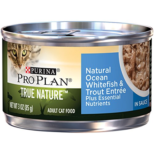Book Cover Purina Pro Plan Natural Wet Cat Food, TRUE NATURE Natural Ocean Whitefish & Trout Entree in Sauce - (24) 3 oz. Pull-Top Cans