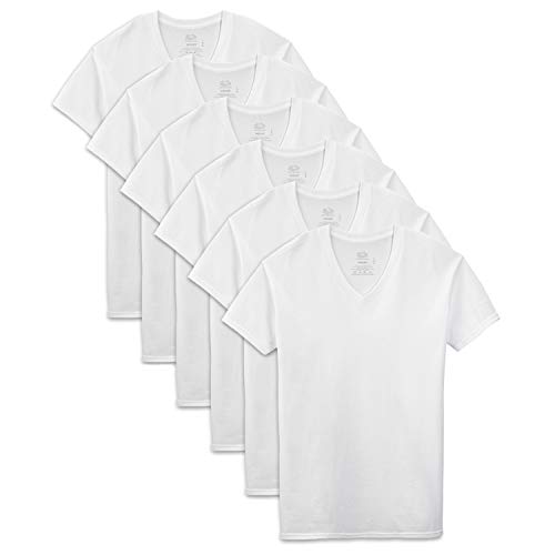Book Cover Fruit of the Loom Men's 6-Pack Stay-Tucked V-Neck T-Shirt
