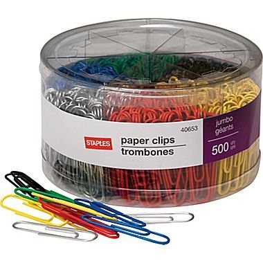Book Cover Staples Jumbo Vinyl Coated Paper Clips, Smooth, 500/Tub by Staples