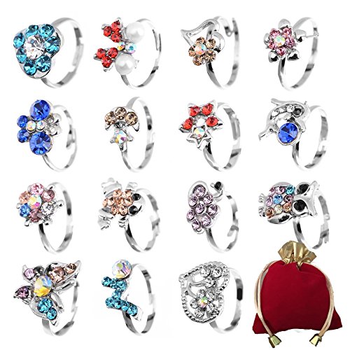 Book Cover Shuning Children Kids 20pcs Cute Crystal Adjustable Rings Silver Jewelry by Shuning