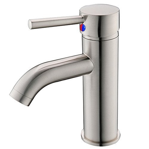 Book Cover VCCUCINE Contemporary Single Handle Brushed Nickel Bathroom Faucet, Laundry Vanity Sink Faucet With Two 3/8