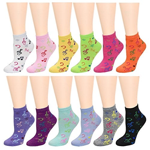 Book Cover 12-Pack Women's Ankle Socks Assorted Colors Size 9-11