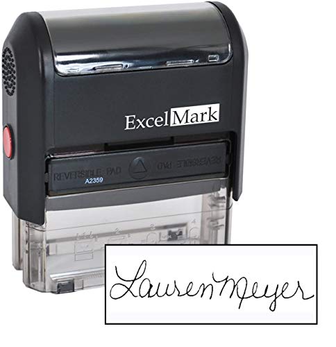 Book Cover ExcelMark Custom Signature Stamp - Self Inking - Black Ink (Large)