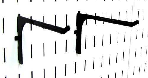 Book Cover Wall Control Pegboard 6in Reach Extended Slotted Hook Pair - Slotted Metal Pegboard Hooks for Wall Control Pegboard and Slotted Tool Board – Black