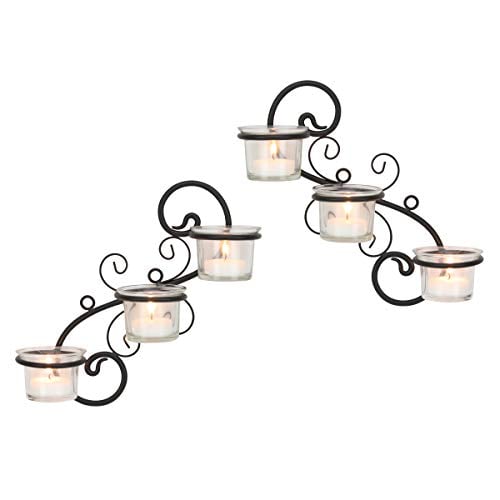 Book Cover Stonebriar Decorative Tea Light Candle Holder Wall Sconce Set, 6-tealight, Black