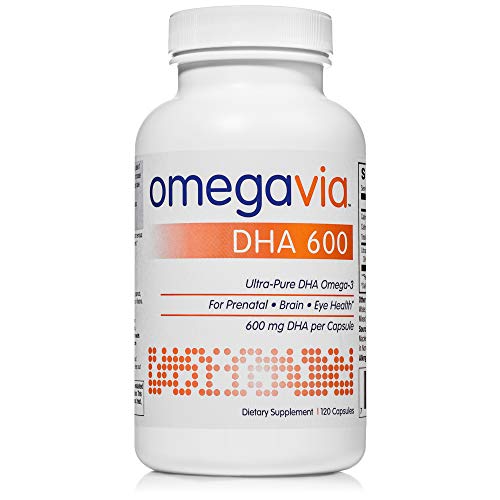 Book Cover OmegaVia DHA 600 mg - Ultra-Pure DHA Supplements, Omega-3 for Brain & Eyes - Prenatal DHA Omega 3 Nutrient for Prenatal, Pregnant, and Nursing Women - Burpless, IFOS Tested for Mercury - 120 Capsules
