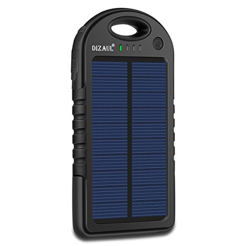 Book Cover Solar Charger, Dizaul 5000mAh Portable Solar Power Bank Waterproof/Shockproof/Dustproof Dual USB Battery Bank for Cell Phone, Samsung, Android Phones, Windows Phones, GoPro Camera, GPS and More