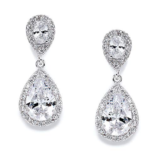 Book Cover Mariell Cubic Zirconia Crystal Teardrop Dangle Bridal and Wedding Earrings, CZ Jewelry for Brides, Bridesmaids, Homecoming, Prom and Dressy Everyday Wear