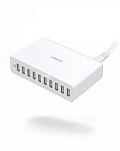 Book Cover Anker 60W 10-Port USB Wall Charger, PowerPort 10 for iPhone Xs/XS Max/XR/X/8/7/6s/Plus, iPad Pro/Air 2/Mini, Galaxy S9/S8/S7/Plus/Edge, Note 8/7, LG, Nexus, HTC and More