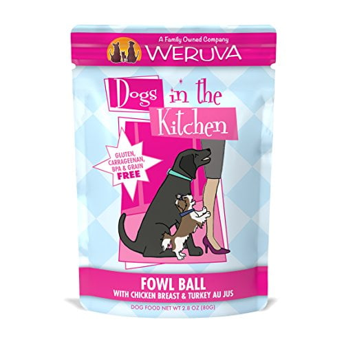 Book Cover Weruva Dogs In The Kitchen, Fowl Ball With Chicken Breast & Turkey Au Jus Dog Food, 2.8Oz Pouch (Pack Of 12)
