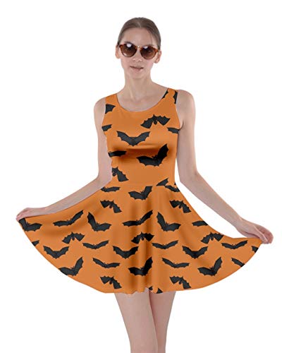 Book Cover CowCow Womens Halloween Witches Cats Bats Skull Ghost Pumpkin Monster Skater Dress, XS-5XL