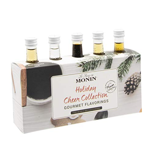 Book Cover Monin - 5 Flavor Holiday Cheer Collection: Macadamia Nut, Peppermint, Dark Chocolate, Toasted Marshmallow, & Gingerbread, Natural Flavors, Great for All Drinks, Gluten-Free (1.7 oz per bottle)