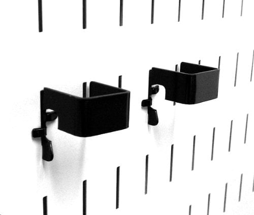 Book Cover Wall Control Pegboard 1in x 1in C-Bracket Slotted Metal Pegboard Hook for Wall Control Pegboard and Slotted Tool Board – Black