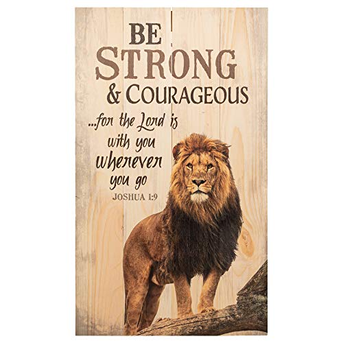 Book Cover P. Graham Dunn Be Strong and Courageous Lion Design 24 x 14 Wood Pallet Wall Art Sign Plaque