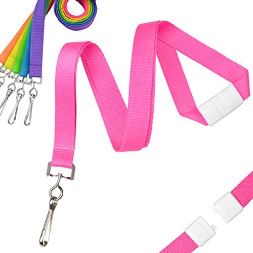 Book Cover 6 Pack - Premium Bright Color Neon Lanyards with Single Swivel Hook & Breakaway Clasp - Cute Colors & Durable for Schools, Work, Camps and More! by Specialist ID (Assorted Colors)