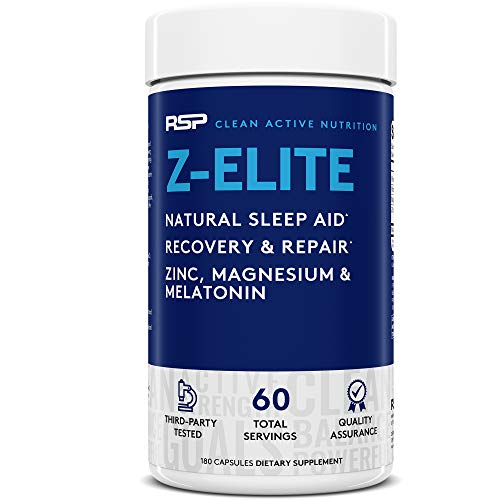 Book Cover RSP NUTRITION Z-Elite - Natural Sleep and Recovery Supplement with Melatonin, Magnesium, Zinc for Sleep Aid and Muscle Recovery, 180 Caps (Packaging May Vary), 8.6 Ounce