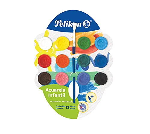 Book Cover Pelikan Washable Watercolor Paint and Brush Set, 12 Colors, 1 Each (075112US)