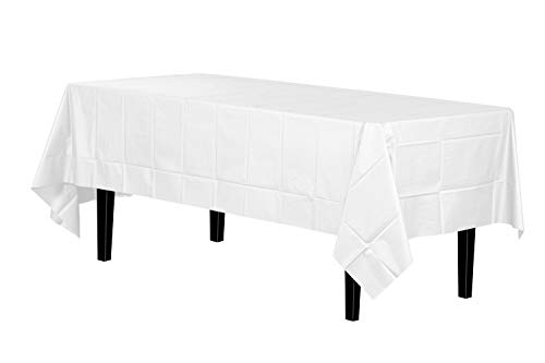 Book Cover Exquisite 786173675954 B00Z7D7RQA 12-Pack Premium Plastic Tablecloth 54 Inch. x 108 Inch. Rectangle Table Cover-White