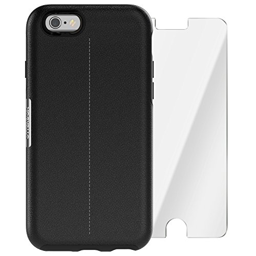 Book Cover OtterBox Strada Series Limited Edition + Alpha Glass Case for iPhone 6/6s (ONLY) - Retail Packaging - Onyx (Black/Black Leather)