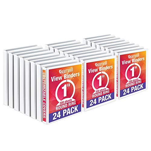 Book Cover Samsill Economy View Binder with Round Rings, 1-Inch, White, 24-Pack (I08537C)